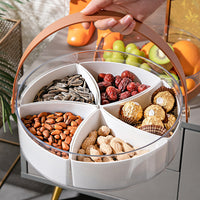 Divided Serving Tray with Lid Portable Snack Platters Charcuterie Container for Parties Picnic White