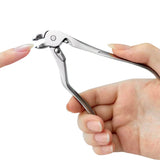 Wide Jaw Nail Clipper for Thick Nails Angled Curved Toenail Clippers with Long Ergonomic Handle Silver