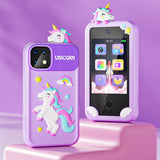 Kids Dual Camera Smart Phone Toy Touchscreen Phone with 32G TF Card Christmas Birthday Learning Play Toy Purple