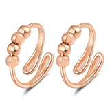 2Pcs Open Spinner Rings Rotating Adjustable Open Bands for Women Rose Gold