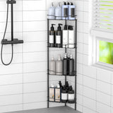 4 Tier Floor Standing Corner Shower Caddy Organizer Shelf with Hooks