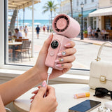 Handheld Turbo Fan Clip On with LED Display 4 Speeds 180 Tilt Pink