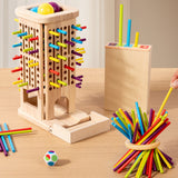 3-in-1 Wooden Tower Game – Stick Pulling & Balance Board for Family Play