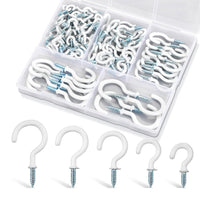 140Pcs Metal Screw Hooks 6 Sizes Screw-in Hooks Hat Plant Hangers