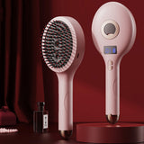 Rechargeable Electric Scalp Massager Comb with Red Light Therapy and LCD Display Pink
