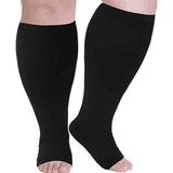 Pair of Compression Sock Wide Calf Leg Support Sleeves Black