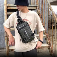 Men's Anti-theft Sling Bag Cross-body Bag Chest Bag Messenger Backpack Grey