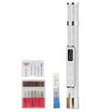 2-in-1 Rechargeable Nail File Drill 18 Bits 3 Speeds with Lamp White