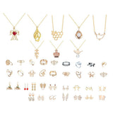 Christmas Advent Calendar Jewelry Set Earrings Rings Necklaces Keychains Brown