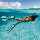 Pair of Snorkel Fins Diving Swim Fins Adjustable Open Heel Swimming Barefoot Flippers Cyan