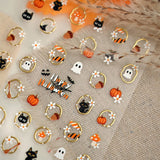 Halloween Nail Stickers Black Cat Ghost Pumpkin Self Adhesive