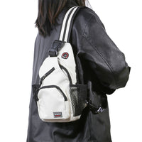 Water-resistant Travel Chest Pack Outdoor Shoulder Sling Bag Crossbody Bag with Earphone Hole White