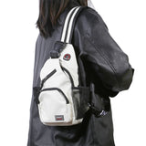 Water-resistant Travel Chest Pack Outdoor Shoulder Sling Bag Crossbody Bag with Earphone Hole White
