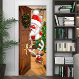 Christmas Door Cover Background Cloth Porch Backdrop Banner for Home Holiday Party Decoration Style 2