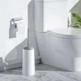 2 PCS Toilet Brush Set with 304 Stainless Steel Handle and Holder White