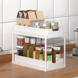 2-Tier Double Sliding Under Sink Organizers Bathroom Cabinet Shelf Organizer Storage Rack White