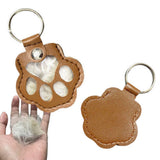 2PCS Pet Paw Shaped Key Chain – Pet Fur Storage and Memorial Gift Key Ring Camel