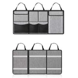 Large Capacity Car Trunk Organizer with Zippers – Backseat Storage Grey