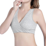Women's Cross Front Wireless Bra Seamless Lounge with Removable Pads Light Gray