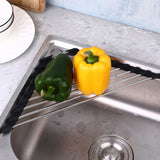 Triangle Dish Drying Rack Roll-Up Over-The-Sink Drainer Organizer for Sink Corners Black