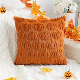 Fall Pillow Covers – Halloween Pumpkin Decor Faux Fur Pillowcase for Chair & Sofa Brown
