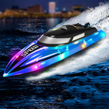 LED Transparent RC Speedboat Dual Motor with 2.4G Remote Control Blue