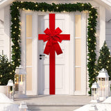 Christmas Door Bow Red Velvet Style with 420x200cm Polyester Straps