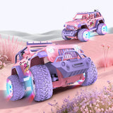 Remote Control Car with Color Lights Stickers Rechargeable Off Road Truck Pink