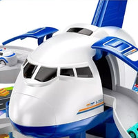 Kids Airplane Toys Set - Car Race Tracks with 8 Small Car Toys and 14 Traffic Signs