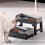 5-Level Height Adjustable Raised Bowl for Pet Dogs Elevated Dog Bowls Grey