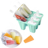 6-Cavity Ice Cream Popsicle Molds Ice Lolly Mold with Sticks Light Green