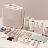 2PCS Portable PU Leather Standing Makeup Organizer Bag Makeup Pouch