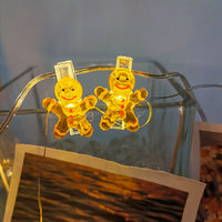 1.1M Christmas Photo Clip Light 10LEDs Fairy String Lights Wall Hanging Pictures Bedroom Wedding Decor Gingerbread Man Style
