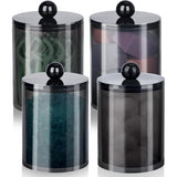 4 PCS Qtip Holder Set Bathroom Jars with Lids Set for Cotton Swabs Balls Pads Black