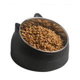 400ml Stainless Steel Tilted Pet Bowl – Non-Slip Raised Feeder for Cats & Dogs Black