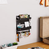 Bedside Shelf Organizer Wall Mount Self-Stick for Bedroom Storage Black