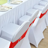 30PCS Elastic Chair Sashes Bows with Buckle Spandex Chair Bands for Weddings Parties Meetings Red