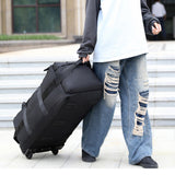 90L Oxford Rolling Travel Duffle Bag Foldable 3 Carry Modes