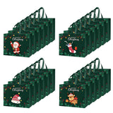 24 Pcs Christmas Halloween Gift Bags Nonwoven with Handles Dark Green