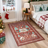 Christmas Crystal Velvet Area Rug Vintage Non Slip Living Room Style 1