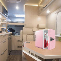 6L Mini Fridge for Drinks 12V Small Refrigerator for Home Office Dorm Car Pink