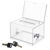 Lockable Collection Box with Keys for Suggestion Donations Voting Clear
