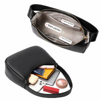 Women Shoulder Bag Elegant Feminine Mini Handbags with Zipper Closure Black
