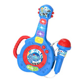 Guitar Toy with LED Lights Detachable Microphone and Music Blue
