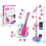 2 in 1 Guitar Microphone Toy with Color Lights for Ages 4 Plus Pink
