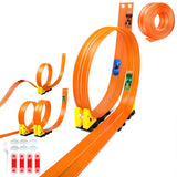 4M Flexible Race Track Toy DIY Bendable Ramp with Suction Cups Roll-Up Car Track Set Orange