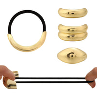 3Pcs Metal Hair Ties Stylish Geometric Design Elastic Gold Ponytail Holders