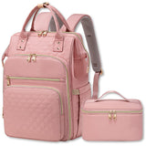 2-in-1 Laptop Backpack with Insulated Lunch Bag Work Backpack for 15.6 Inch Laptop Pink