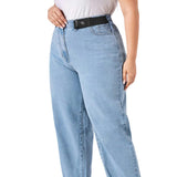 4Pcs Set No Buckle Elastic Belt for Jeans and Pants Adjustable Waistband Tightener with Double Ring Design Stretch Belt Loop Strap Blue and Black
