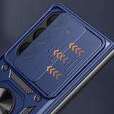 For Samsung Galaxy Z Fold Drop Protection Case Full-Body Shockproof Case with Rotating Ring Stand Blue